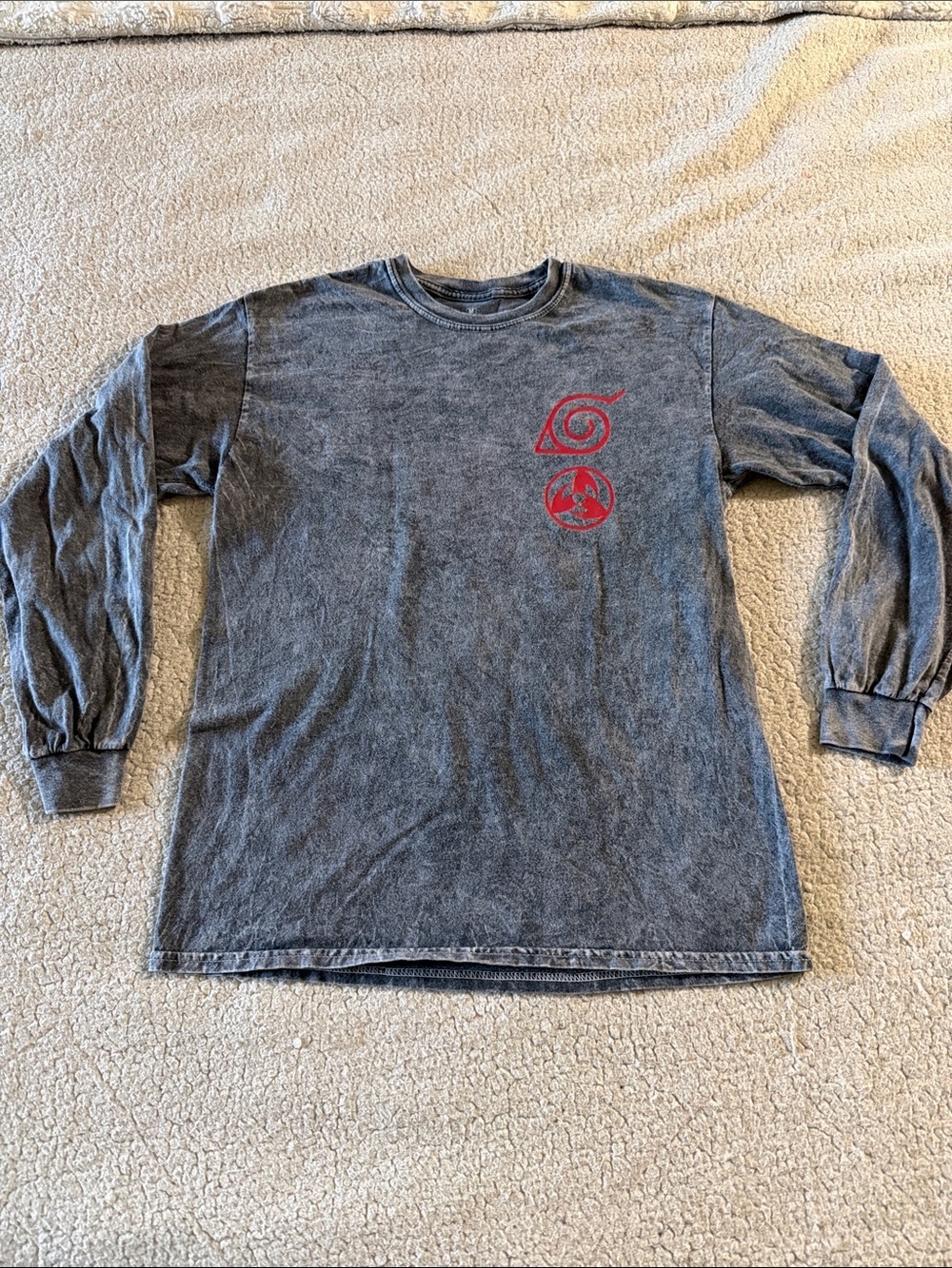 Naruto Shippuden Shonen Jump Gray Tie Dye RARE Long Sleeve Pullover Men's Small